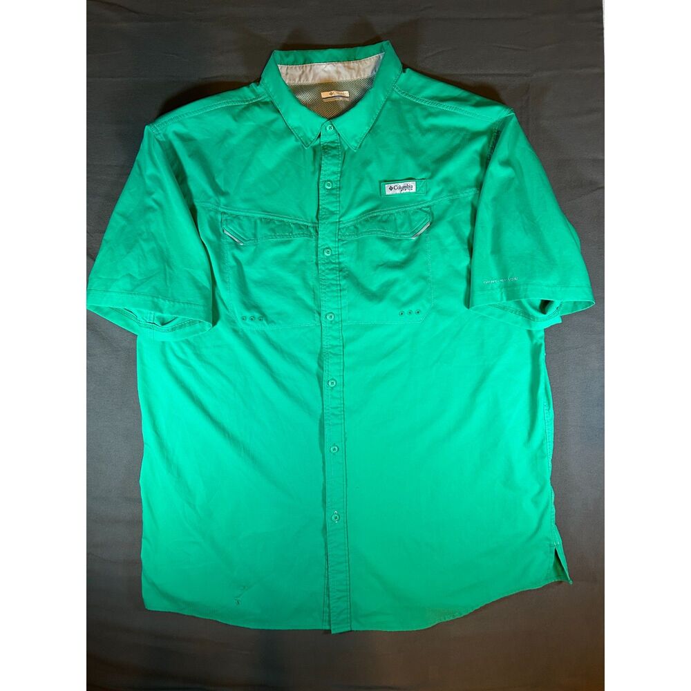 Gorpcore Columbia PFG Green Fishing Shirt Mens 3XT Short Sleeve UPF